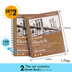 2 Books Pack 9*12inch 100 Sheets Spiral Sketch Book Stationery Drawing Pad Professional Art Painting Sketch Book