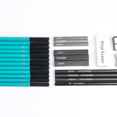 26Pcs Sketch Pencil Set Drawing Set With Charcoal Graphite Stick Eraser Stationery