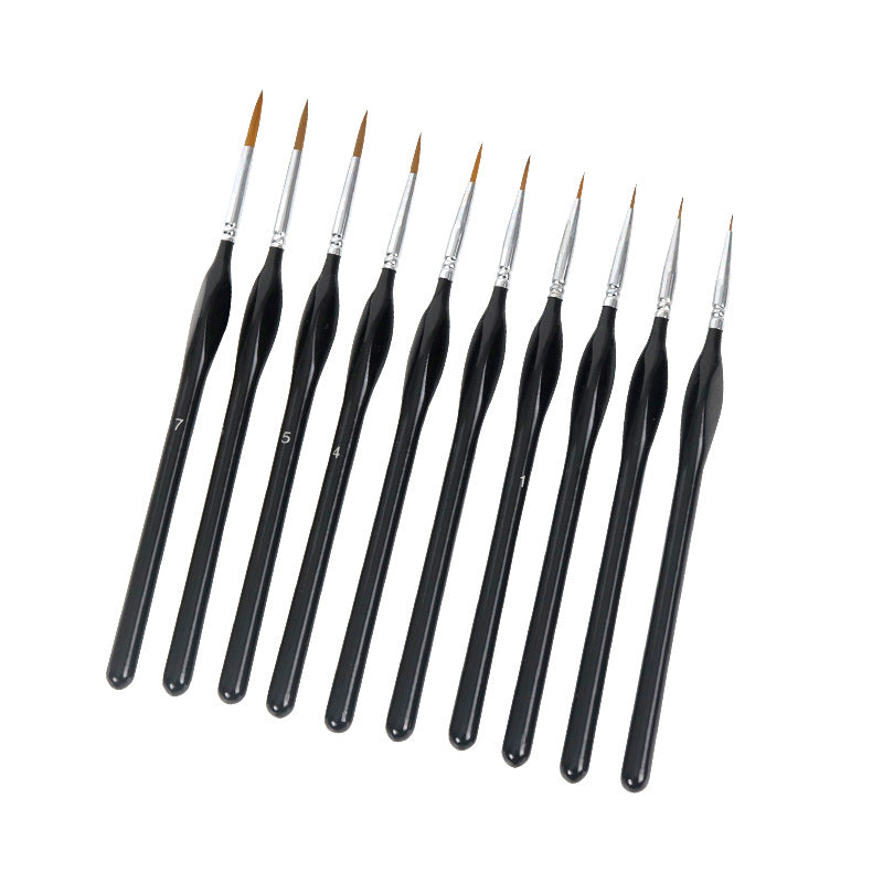 10 Pcs Set Extra Fine Tip Paint Brush Set Miniature Detail Paint Brush With Wood Handle - honeylives