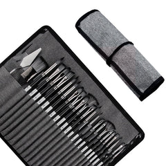 25Pcs Wooden Handle Nylon Bristle Artist Painting Brush Set with Canvas Bag