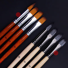 25Pcs Wooden Handle Nylon Bristle Artist Painting Brush Set with Canvas Bag