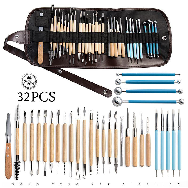 Pottery Clay Sculpting Tools Pottery Carving Tool Kit With Carrying Case Bag