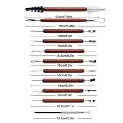 Pottery Making Tools with Wood Handles Pottery Carving and Shaping Tool 17-Pieces Set Art Supplies With Stainless Steel Blades