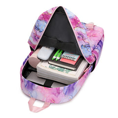 Print Backpack 2pcs Set Waterproof Girls Kid School Backpack With Lunch Bag Set