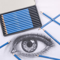 Drawing Sketch Pencils 12Pcs Set With Iron Box