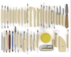 42pcs Wooden Clay Tool Set Ceramic Clay Sculpture Polymer Tool Set DIY Craft Sculpting Clay Pottery Modeling Carving Kit