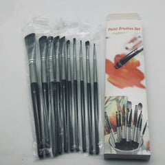 10pcs Professional Acrylic Paint Brushes Set With Synthetic Nylon Tips