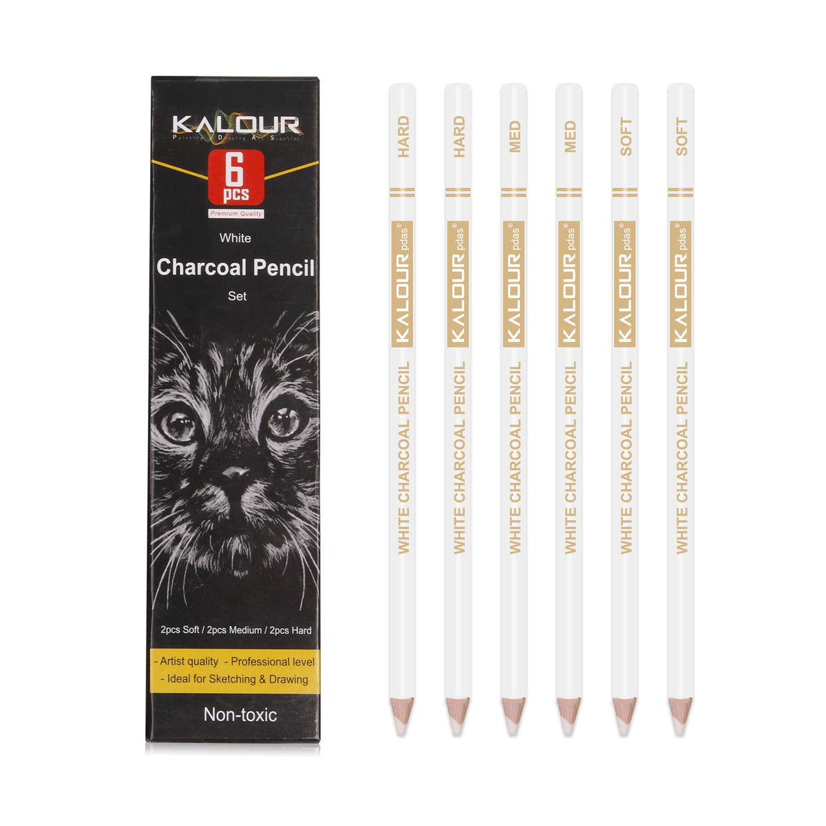 Professional Charcoal Pencils Set Soft Core Highlighter Pencil Charcoal Pencil Set in Paper Box