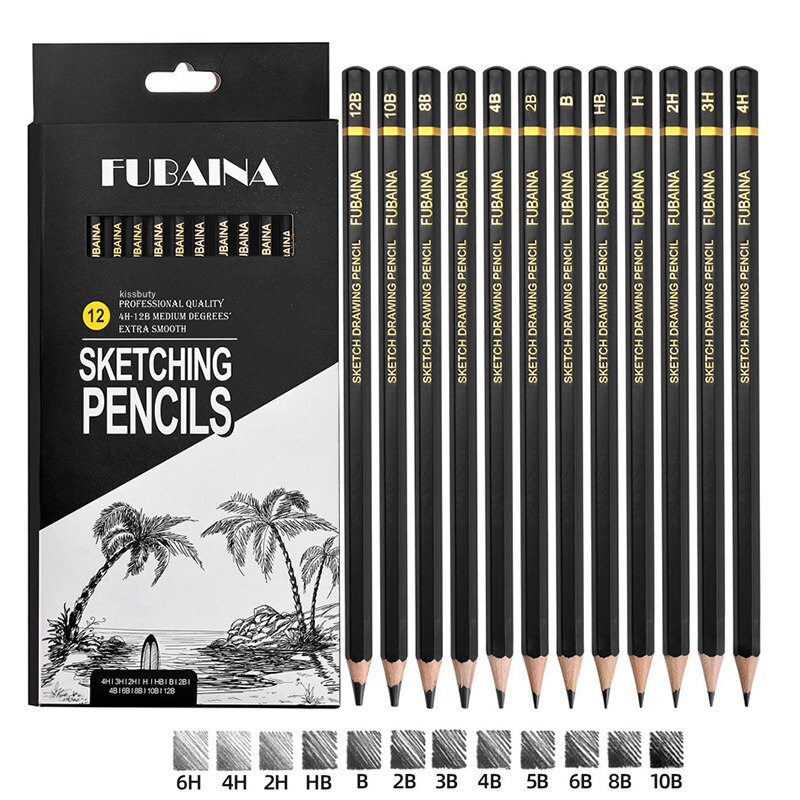 12 Pcs Art Pencils Graphite Shading Pencils Set Sketching Pencil Set
