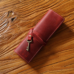 Retro First Layer Cowhide Pen Curtain Multi-functional Leather Pen Bag Pencil Cases