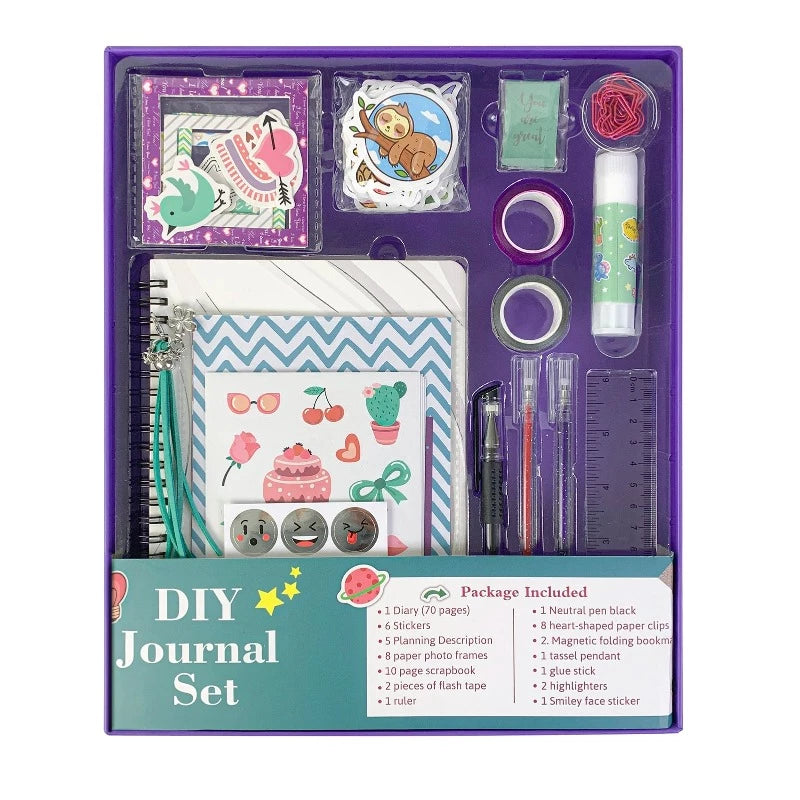 Scrapbook Stationery Set Stickers Children's Notebook Pastel Purple Journal