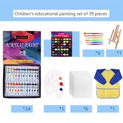 1 set Acrylic Art Paint Set 24 Color Aluminum Tube Paint Hand-painted Wall Painting 12ml DIY Waterproof Paint Set Kids Painting Tool Set