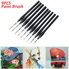 9 Pcs Extra Fine Tip Paint Brush Set Miniature Detail Paint Brush Professional Wooden Handle Watercolor Detail Liner Learning Drawing Tool Cartoon Accessories