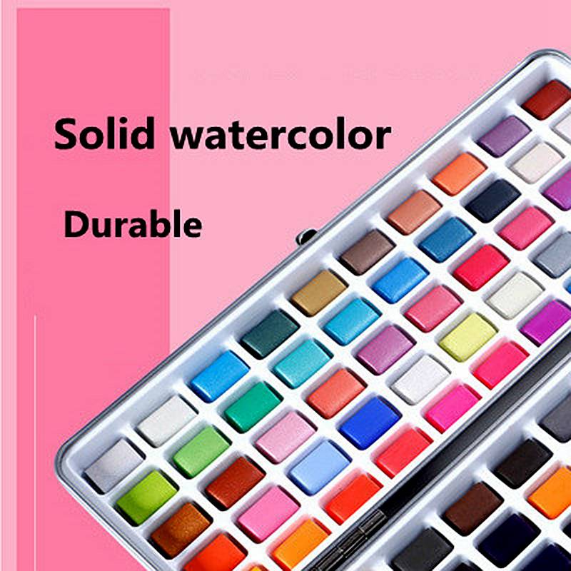Solid Watercolor Paint Set With Metal Box Portable Travel Watercolor Paint Set