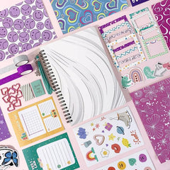 Scrapbook Stationery Set Stickers Children's Notebook Pastel Purple Journal