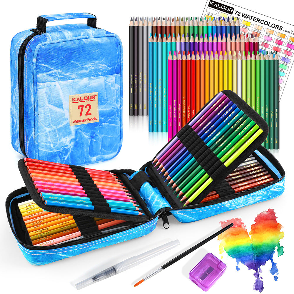 Water-Soluble Colored Pencils Set 72 Colors Professional Color Pencils Set With Pencil Bag