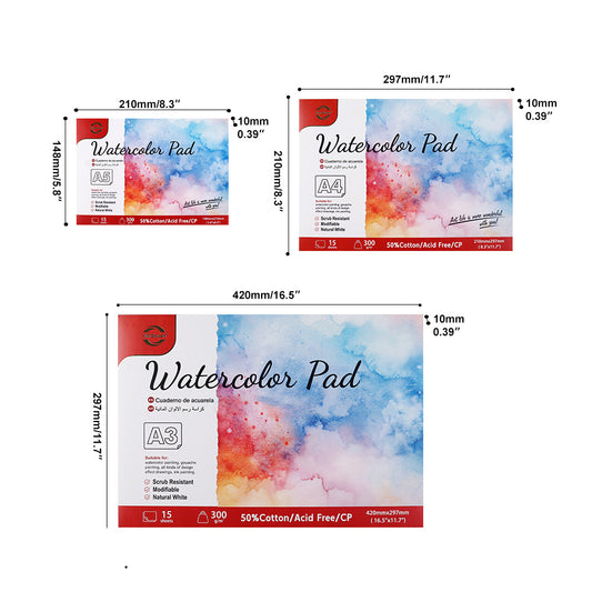 Watercolor Book Medium Rough Grain 300g 15 Sheets Graffiti Sketch Watercolor Painting Watercolor Drawing Paper