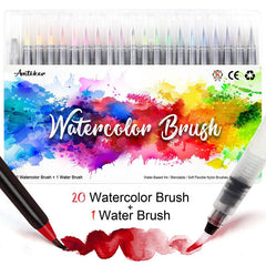 20 Color Brush Nib Watercolor Pen Set Painting Stationery Set