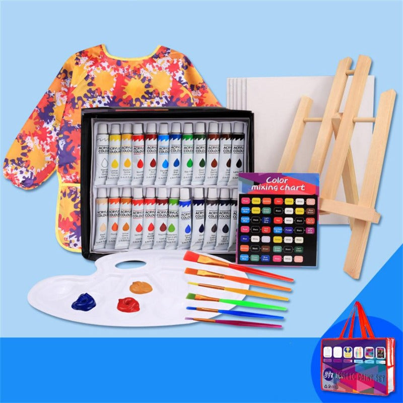 1 set Acrylic Art Paint Set 24 Color Aluminum Tube Paint Hand-painted Wall Painting 12ml DIY Waterproof Paint Set Kids Painting Tool Set