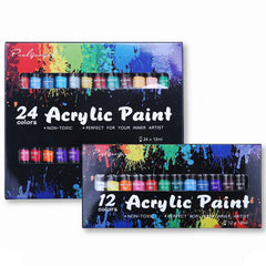 12/24 Color Acrylic Paint Set For Fabrics Painting Clothing Pigments Non-Fading Non-Toxic Professional Artist Painting 12Ml