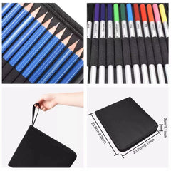 41Pcs Sketching Water Soluble Colored Pencils Set With Portable Zippered Travel Case