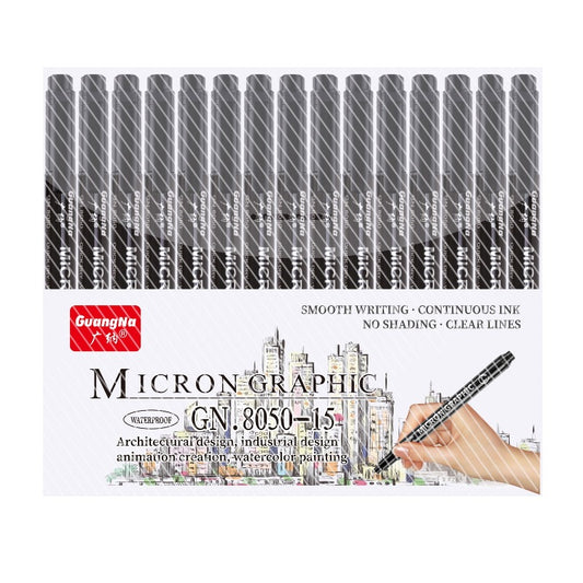 Refillable Black Ink Fineliner Waterproof Drawing Marker Pen Set