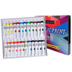 1 set Acrylic Art Paint Set 24 Color Aluminum Tube Paint Hand-painted Wall Painting 12ml DIY Waterproof Paint Set Kids Painting Tool Set