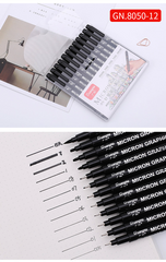 Refillable Black Ink Fineliner Waterproof Drawing Marker Pen Set