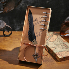 English Calligraphy Feather Dip Pen Classical Fountain Pen 1Set Feather Pen Box with 5 Nib Stationery Gift Wedding Gift Creative
