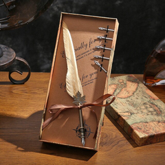 English Calligraphy Feather Dip Pen Classical Fountain Pen 1Set Feather Pen Box with 5 Nib Stationery Gift Wedding Gift Creative