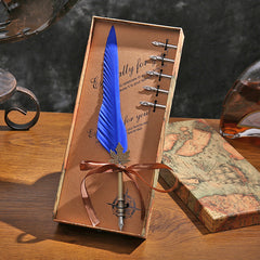 English Calligraphy Feather Dip Pen Classical Fountain Pen 1Set Feather Pen Box with 5 Nib Stationery Gift Wedding Gift Creative