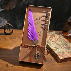 English Calligraphy Feather Dip Pen Classical Fountain Pen 1Set Feather Pen Box with 5 Nib Stationery Gift Wedding Gift Creative