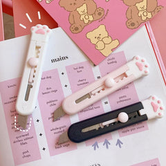  Cute Cat Claw Mini Portable Utility Knife Paper Cutter Cutting Paper Razor Blade Office Stationery Material Cutter Letter Envelope Opener Mail Knife School Office Supplies