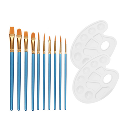 12 Pcs DIY Painting Tools With 2PCS Paint Tray Palettes 10PCS Brush Paint Palettes