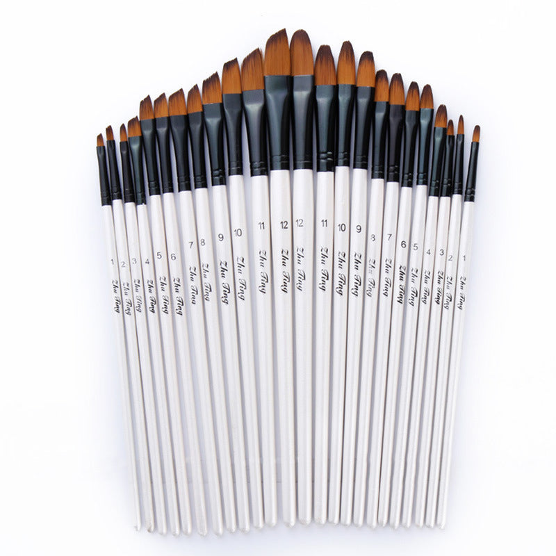 12PCS Nylon Hair Paint Brushes Set Pointed Watercolor Paint Brush Pen Set Learning DIY Oil Acrylic Painting Art Paint Brushes Supplies Art Supplies