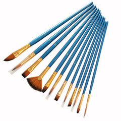 14 Pcs Nylon Paint Brushes Set Art Painting Brushes Professional Oil Watercolor Paint brush Set with 12 Pcs Painting Brushes + 1Pcs Color Palette+ 1Pcs Pencil Case, Art Supplies 