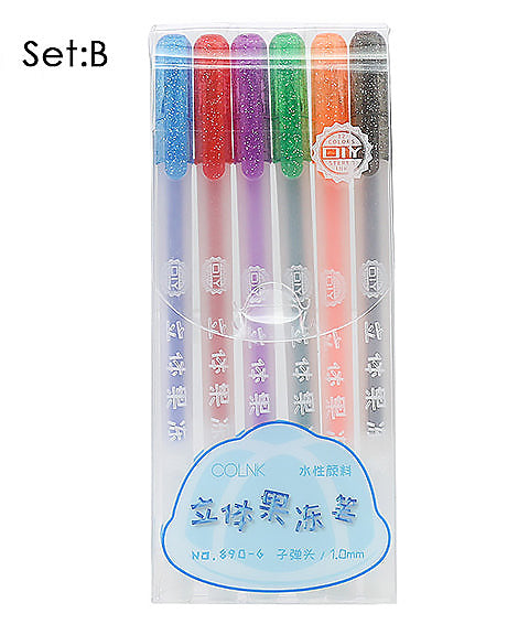 6 Pcs Candy Color 3D Jelly Gel Pen Set
