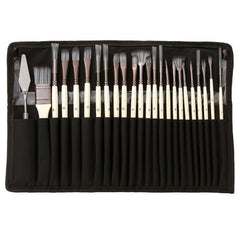 24 pcs/set Nylon Hair Wooden Handle Watercolor Paint Brush Pen Scrubbing Scraper Acrylic Painting Art Paint Brushes Supplies