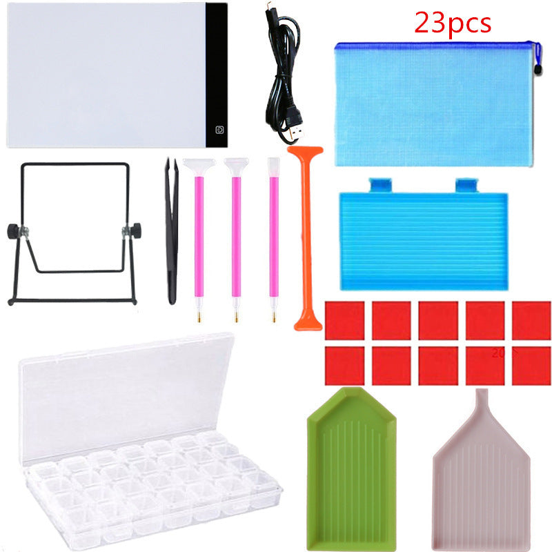 5D Diamond Painting Tools Kit With A4 Painting Led Drawing Board Pad Adjustable Brightnes,Clips and Diamond Painting Tools