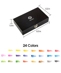 24 Colors Watercolor Paint Set With Wooden Box