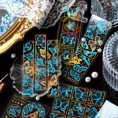 6 Styles 10Pcs/Bag Vintage Bronzing Sticker Butterfly Star Dream Decorative PVC Stickers Literary Aesthetic Scrapbooking Decorative Stationery Stickers Retro Butterflies Laser Sticker Scrapbooking Label Diary Journal Planner