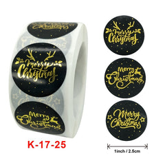 500pcs/roll Rose Gold Merry Christmas Stickers Round Labels Kraft Paper Xmas Gifts Box Labels Decorations New Year Sealing Label Stickers For Party DIY Packaging Stationery Stickers
