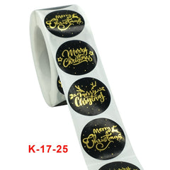 500pcs/roll Rose Gold Merry Christmas Stickers Round Labels Kraft Paper Xmas Gifts Box Labels Decorations New Year Sealing Label Stickers For Party DIY Packaging Stationery Stickers