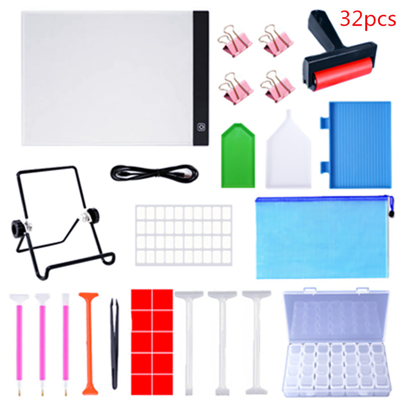 5D Diamond Painting Tools Kit With A4 Painting Led Drawing Board Pad Adjustable Brightnes,Clips and Diamond Painting Tools