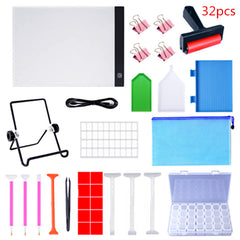 5D Diamond Painting Tools Kit With A4 Painting Led Drawing Board Pad Adjustable Brightnes,Clips and Diamond Painting Tools