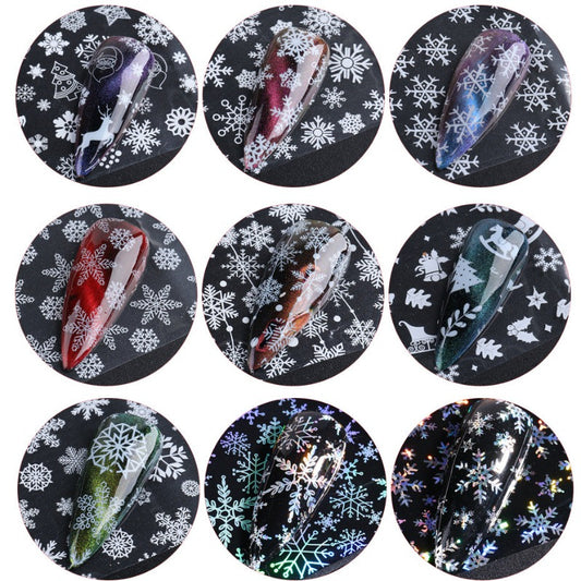 10 sheet Christmas Nail Transfer Foils Snowfake Decorations Nail Art Polish Wraps Decals DIY Nail Beauty Stickers Accessories