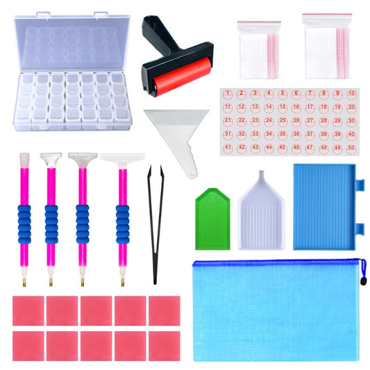 77Pcs 5D Diamonds Painting Tools and Accessories Kits with Diamond Painting Roller and Diamond Embroidery Box for Adults or Kids for Kids or Adults to Make Diamond Painting Art