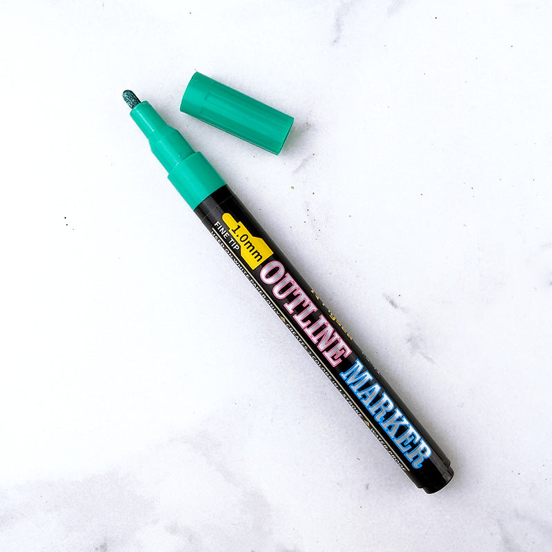 12/18colors Double Line Metallic Marker Pen DIY Album Scrapbooking Painting Sliver Glitter Outline Art Markers