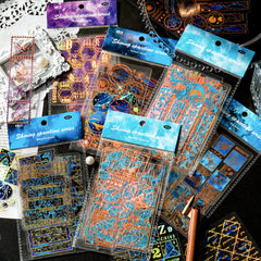 6 Styles 10Pcs/Bag Vintage Bronzing Sticker Butterfly Star Dream Decorative PVC Stickers Literary Aesthetic Scrapbooking Decorative Stationery Stickers Retro Butterflies Laser Sticker Scrapbooking Label Diary Journal Planner