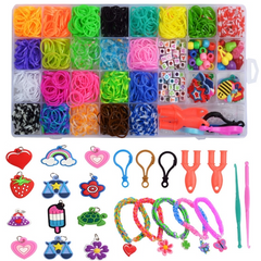 Colorful Loom Rubber Bands Kit, DIY Rainbow Rubber Bands Twist Band Set, Rubber Bands Bracelet Making Kit 1500 Rubber Bands with 32 Colours for Children Crafting Friendship Bracelet Weaving